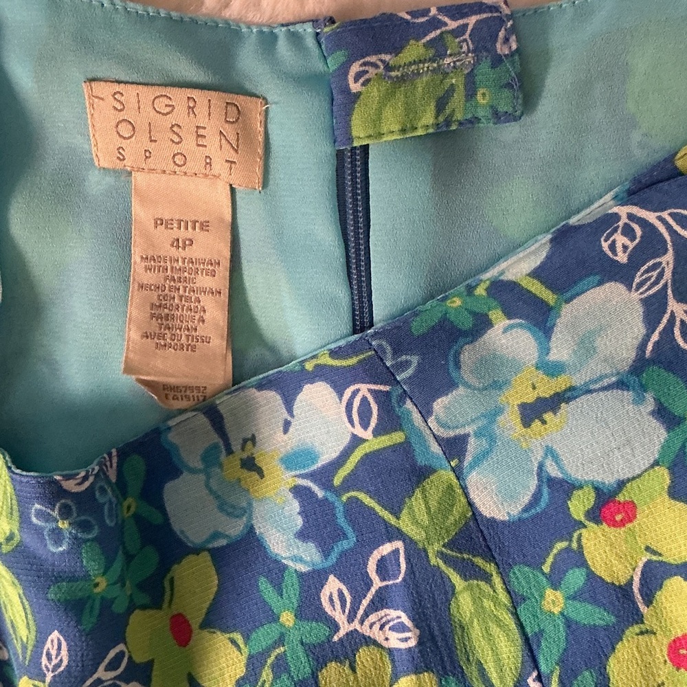 Sigrid Olsen Blue and Green Floral A-Line Skirt - Picture 2 of 3